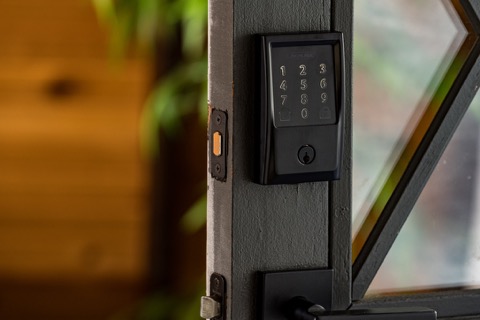 Keypad entry lock on the front door.