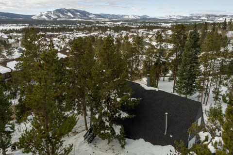Aerial view of the rooftop and valley beyond.